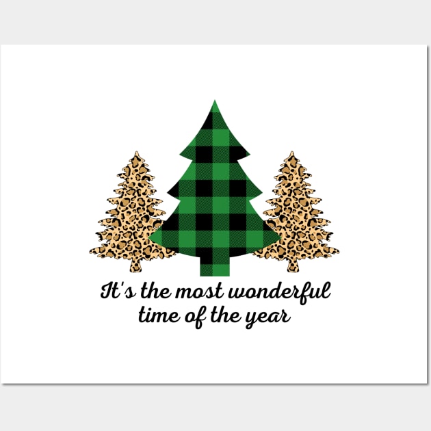 LEOPARD AND PLAID CHRISTMAS TREE Wall Art by ZhacoyDesignz